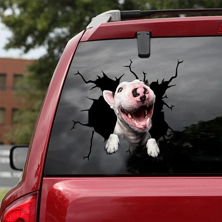 Bull Terrier Crack Car Sticker, Toilet Sticker, Fridge Sticker 11