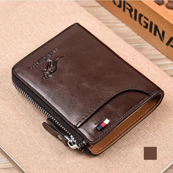 (🎁2024-Christmas Hot Sale🎁)Men Wallet Zipper Genuine Leather Purse ( RFID PROTECTED )