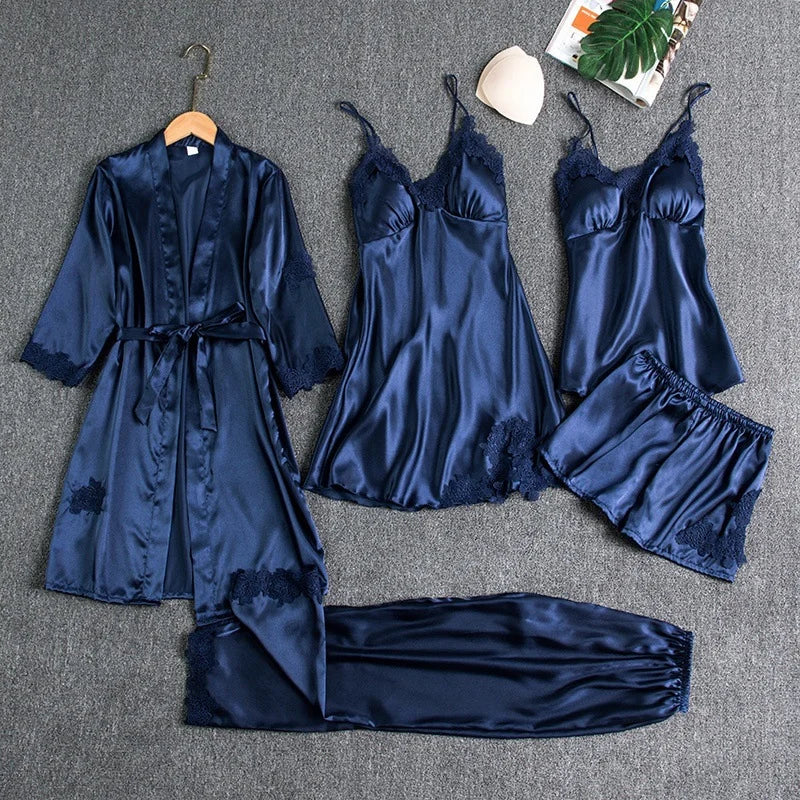 Silk 5 Piece Pajama Set (Buy 2 Free Shipping)