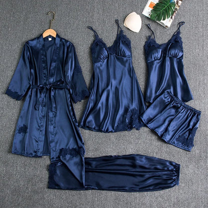 Silk 5 Piece Pajama Set (Buy 2 Free Shipping)