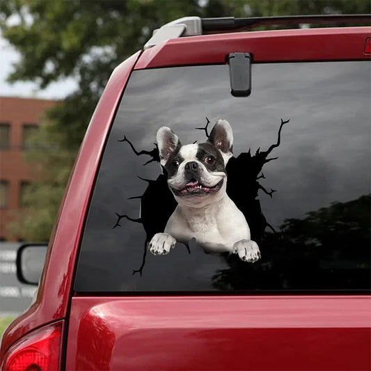 French Bulldog Crack Car Sticker, Toilet Sticker, Fridge Sticker (14)