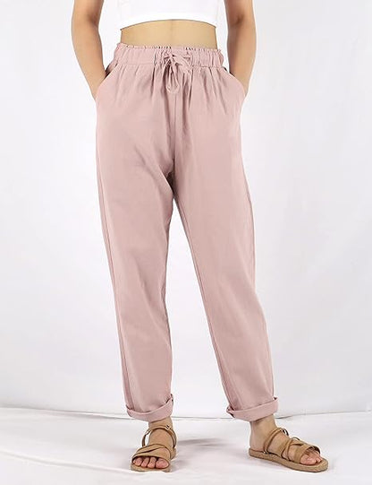 🔥Plus Size Solid Color Elastic Waist Loose Cropped Trousers