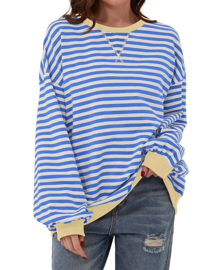 Women's Oversized Striped Long Sleeve Pullover (Buy 2 Free Shipping)