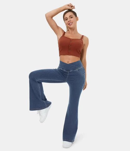 🔥HOT SALE-75% OFF🔥Stretchy Denim High Waisted Crossover Flare Pants👖(Buy 2 Free Shipping)