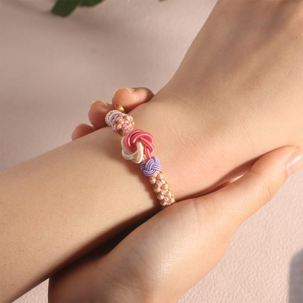 FOR DAUGHTER/GRANDDAUGHTER 🩷 - A LINK THAT CAN NEVER BE UNDONE PEACH BLOSSOM KNOT BRACELET🎀