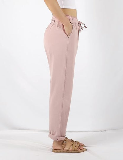 🔥Plus Size Solid Color Elastic Waist Loose Cropped Trousers