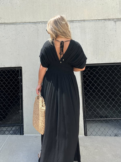 SLIT V-NECK EFFORTLESS MAXI LONG DRESS (BUY 2 FREE SHIPPING)