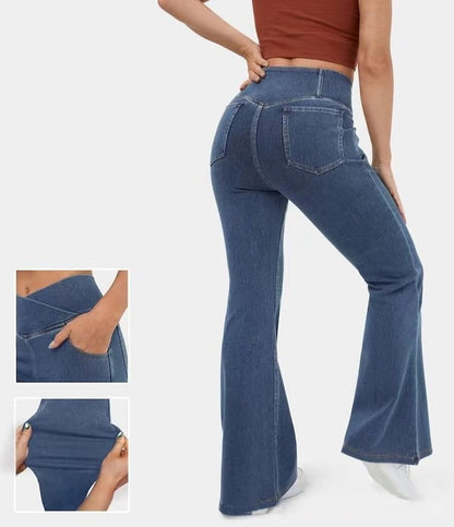 🔥HOT SALE-75% OFF🔥Stretchy Denim High Waisted Crossover Flare Pants👖(Buy 2 Free Shipping)