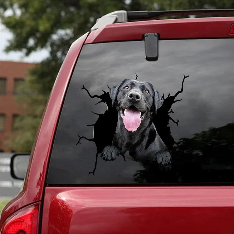 Autocollant de voiture crack Labrador Retriever noir, autocollant de toilette, autocollant de réfrigérateur 2