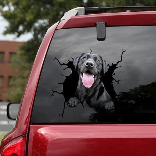 Autocollant de voiture crack Labrador Retriever noir, autocollant de toilette, autocollant de réfrigérateur 2