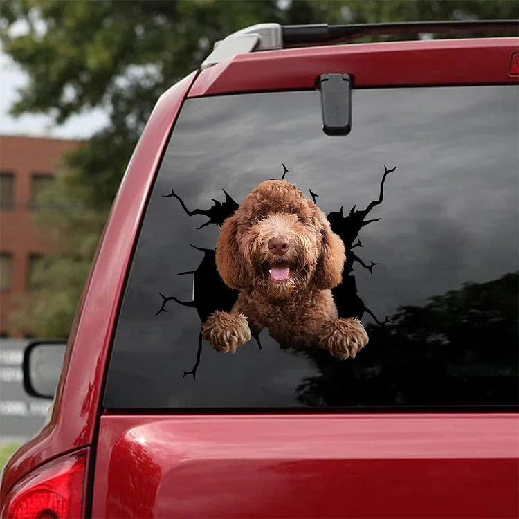 LABRADOODLE CRACK CAR STICKER 5