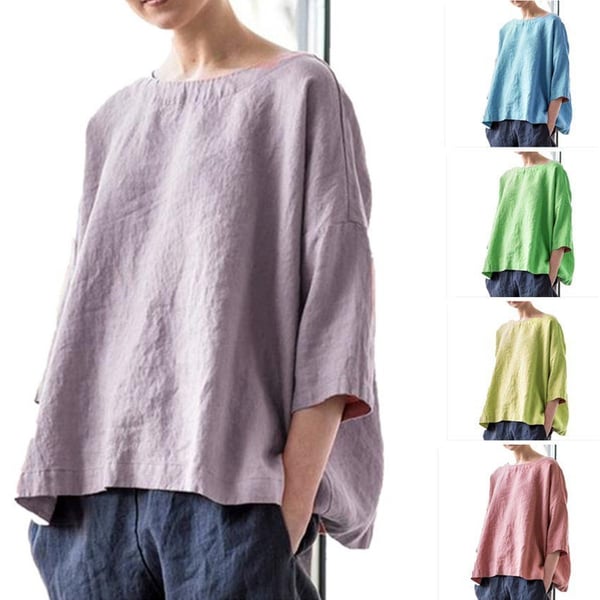 🔥COTTON AND LINEN SOLID COLOR WOMEN'S SHIRT