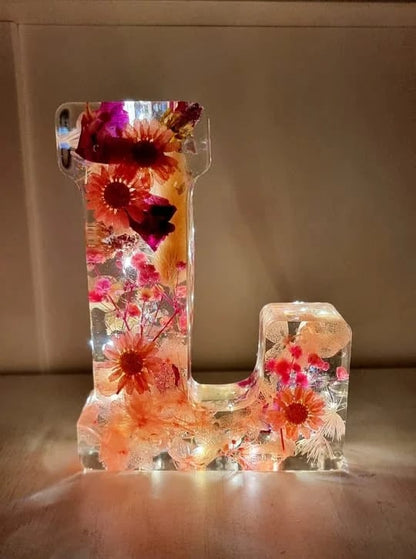 💌Spell your lover's name🌸Dried Floral Resin Letters Night Light💞