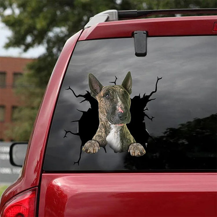 Bull Terrier Crack Car Sticker, Toilet Sticker, Fridge Sticker 6