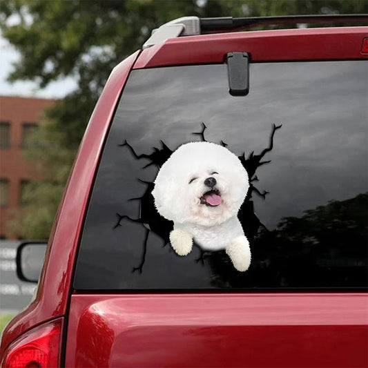 Bichon Frise Crack pegatina para coche, pegatina para inodoro, pegatina para nevera 11