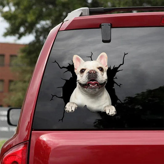 French Bulldog Crack Car Sticker, Toilet Sticker, Fridge Sticker (19)