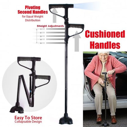 HOT SALE -Aluminum alloy with LED light non-slip foldable walking stick