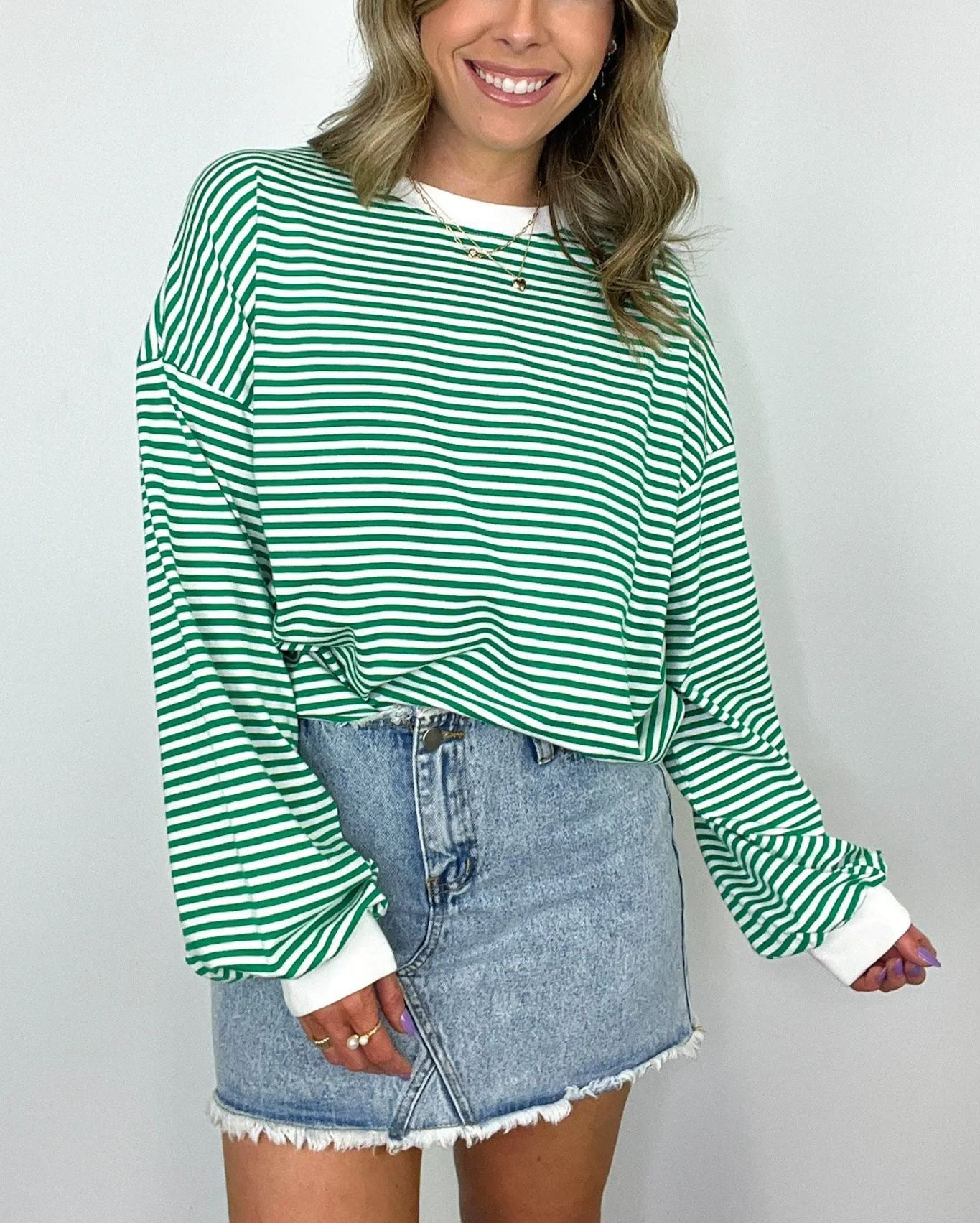 🌈Women's Casual Striped Crewneck Oversized Pullover(BUY 2 FREE SHIPPING!!!)