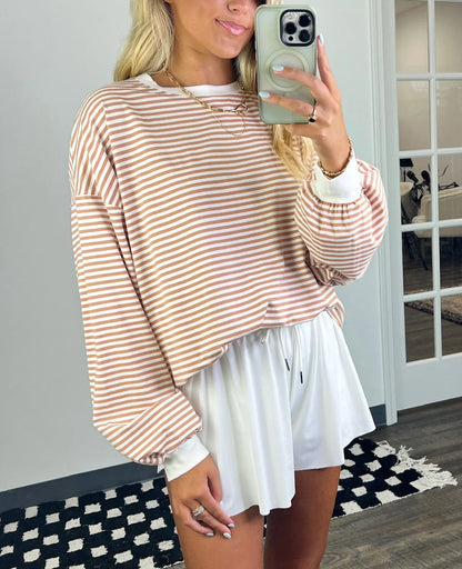 🌈Women's Casual Striped Crewneck Oversized Pullover(BUY 2 FREE SHIPPING!!!)