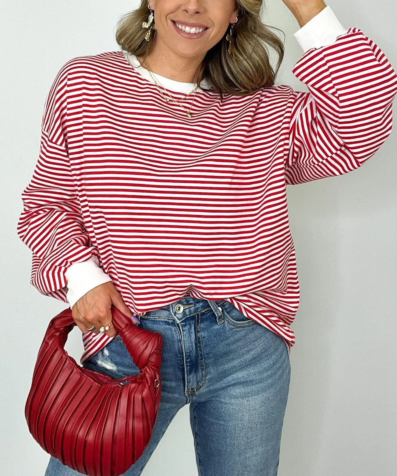 🌈Women's Casual Striped Crewneck Oversized Pullover(BUY 2 FREE SHIPPING!!!)