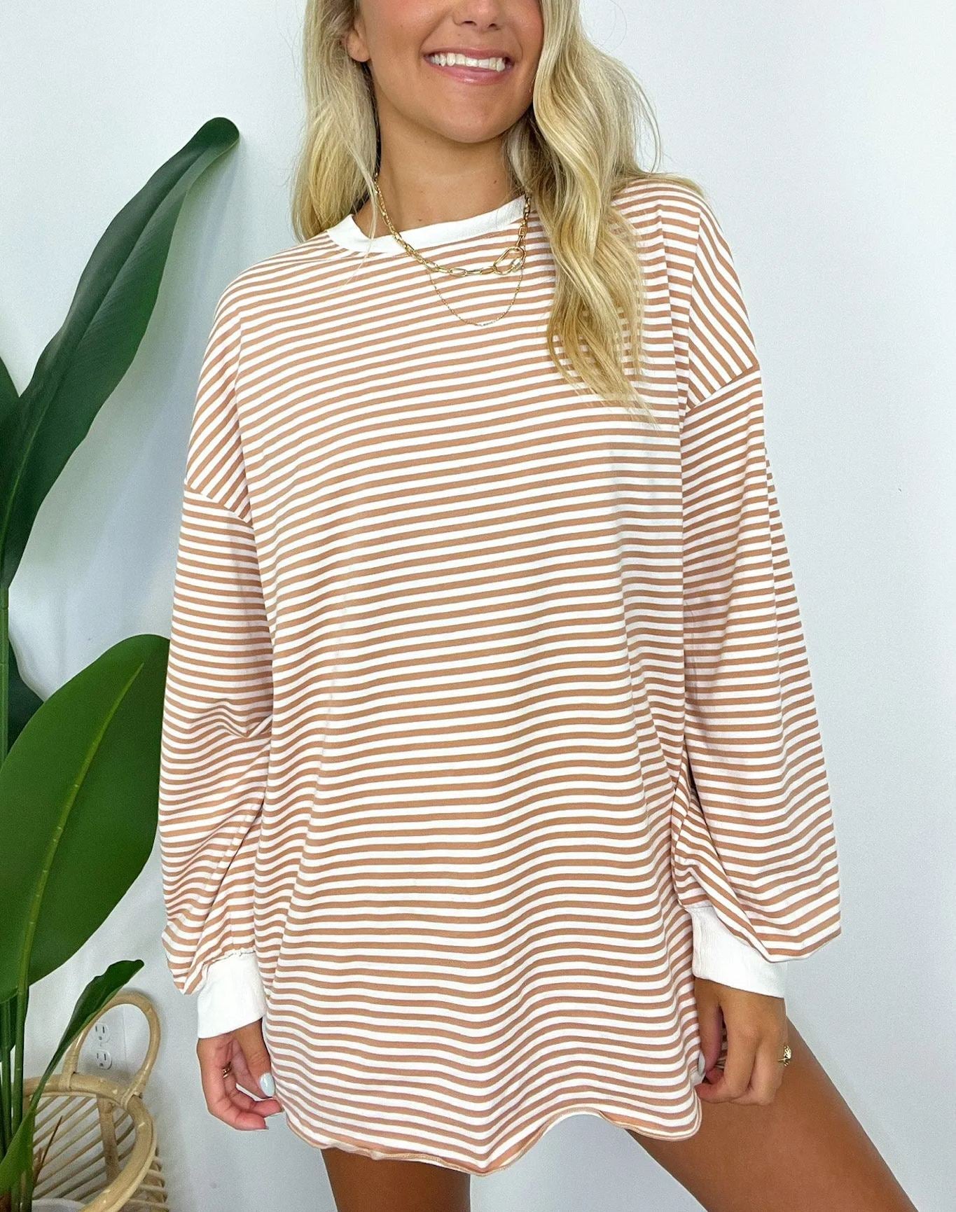 🌈Women's Casual Striped Crewneck Oversized Pullover(BUY 2 FREE SHIPPING!!!)