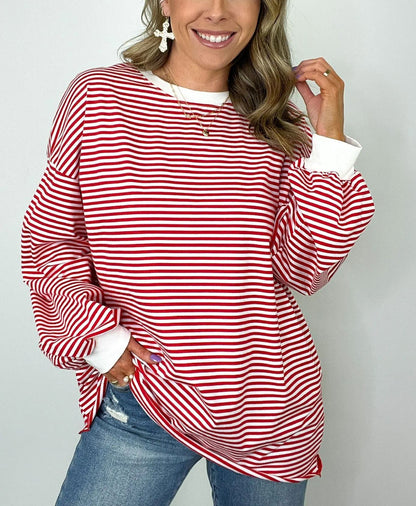 🌈Women's Casual Striped Crewneck Oversized Pullover(BUY 2 FREE SHIPPING!!!)