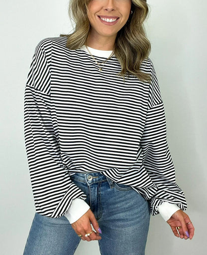 🌈Women's Casual Striped Crewneck Oversized Pullover(BUY 2 FREE SHIPPING!!!)