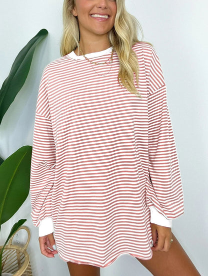 🌈Women's Casual Striped Crewneck Oversized Pullover(BUY 2 FREE SHIPPING!!!)