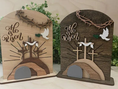 Empty Tomb " He is Risen" Religious Decor