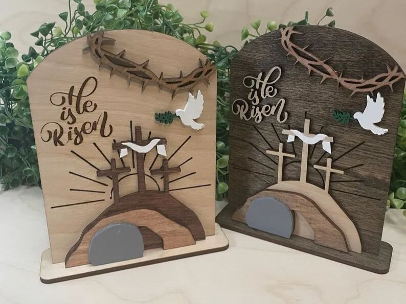 Empty Tomb " He is Risen" Religious Decor