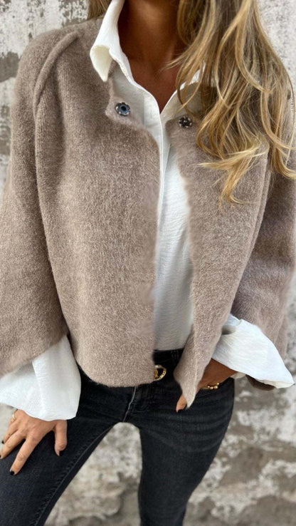 Women's round neck long sleeve coat