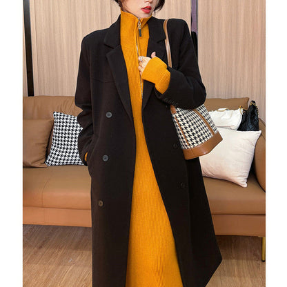 [Women’s Gift] Women Casual Half Zip Long Sleeve Knit Sweater Dress