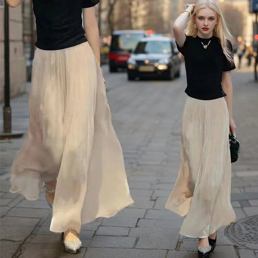 🔥Hot Sale 50% Off🔥Glazed Ice Silk Floor-Length Wide-Leg Culottes