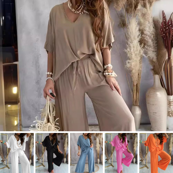 ✨2024 New Arrival💖Women's Solid Color Loose Jumpsuit Set (Buy 2 Free Shipping)