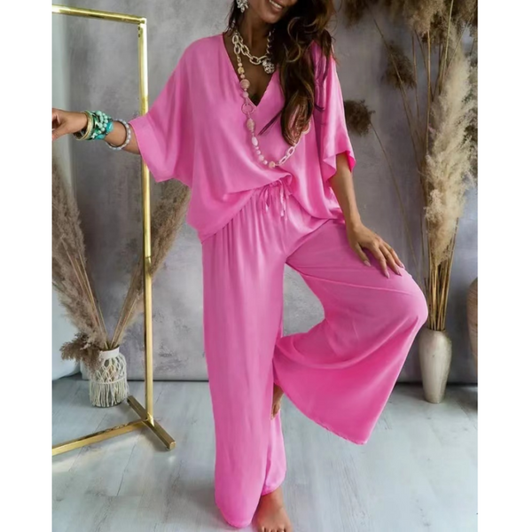 ✨2024 New Arrival💖Women's Solid Color Loose Jumpsuit Set (Buy 2 Free Shipping)