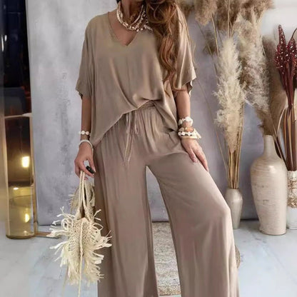 ✨2024 New Arrival💖Women's Solid Color Loose Jumpsuit Set (Buy 2 Free Shipping)