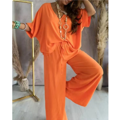 ✨2024 New Arrival💖Women's Solid Color Loose Jumpsuit Set (Buy 2 Free Shipping)