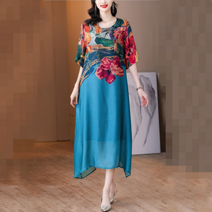 🔥Women's Elegant Flowy Floral Print Plus Size Dress（🔥Buy 2 Free Shipping🔥）