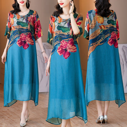 🔥Women's Elegant Flowy Floral Print Plus Size Dress（🔥Buy 2 Free Shipping🔥）