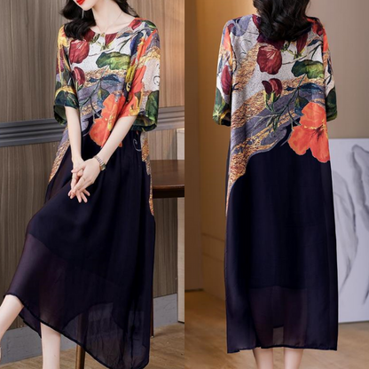 🔥Women's Elegant Flowy Floral Print Plus Size Dress（🔥Buy 2 Free Shipping🔥）