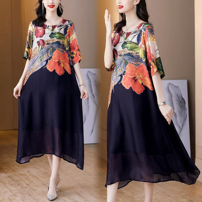 🔥Women's Elegant Flowy Floral Print Plus Size Dress（🔥Buy 2 Free Shipping🔥）