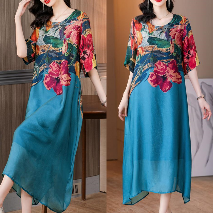 🔥Women's Elegant Flowy Floral Print Plus Size Dress（🔥Buy 2 Free Shipping🔥）