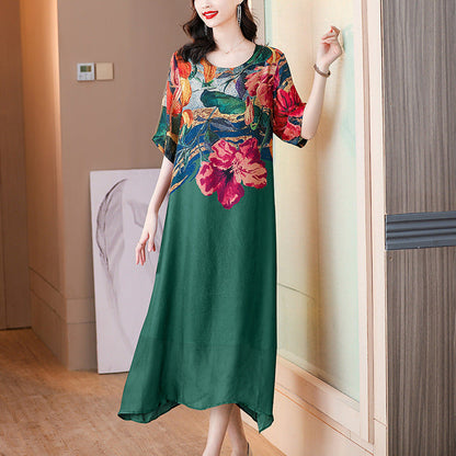 🔥Women's Elegant Flowy Floral Print Plus Size Dress（🔥Buy 2 Free Shipping🔥）