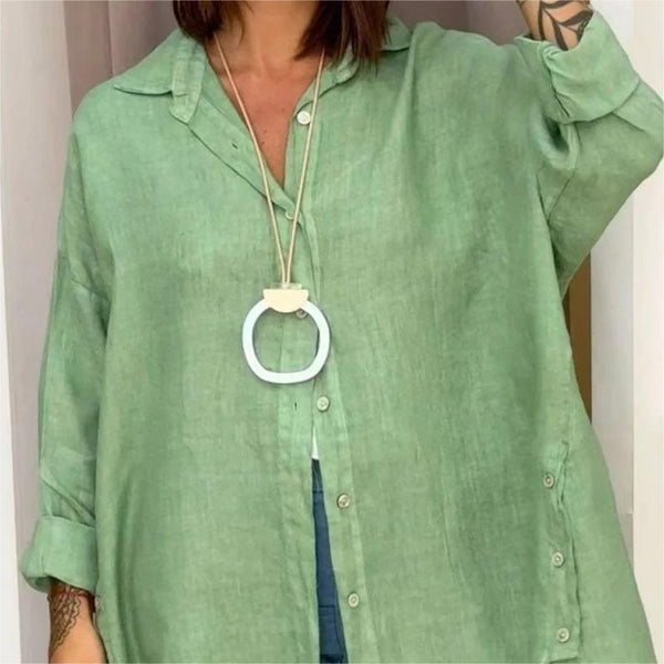 Women's Casual Solid Color Long Sleeve Button Down Shirt 🔥 (Buy 2 Free Shipping)