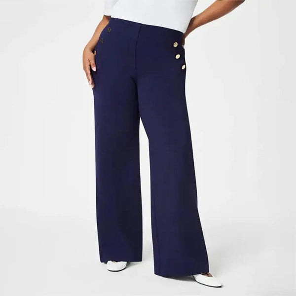 Tummy Control Button Wide Leg Pant (Buy 2 Free Shipping)