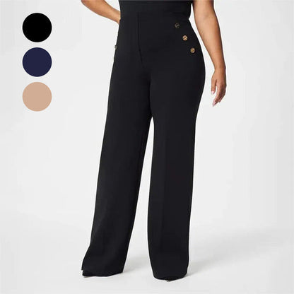 Tummy Control Button Wide Leg Pant (Buy 2 Free Shipping)