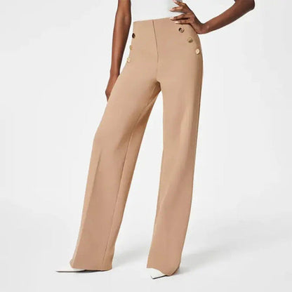 Tummy Control Button Wide Leg Pant (Buy 2 Free Shipping)