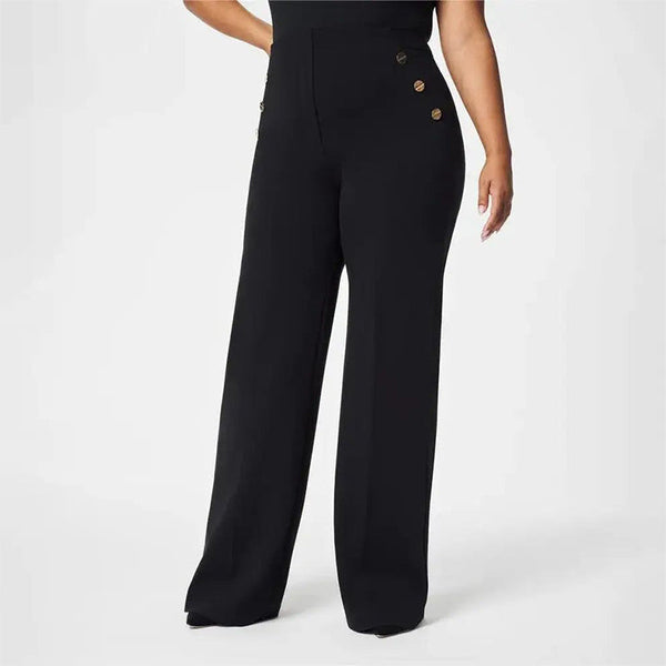 Tummy Control Button Wide Leg Pant (Buy 2 Free Shipping)