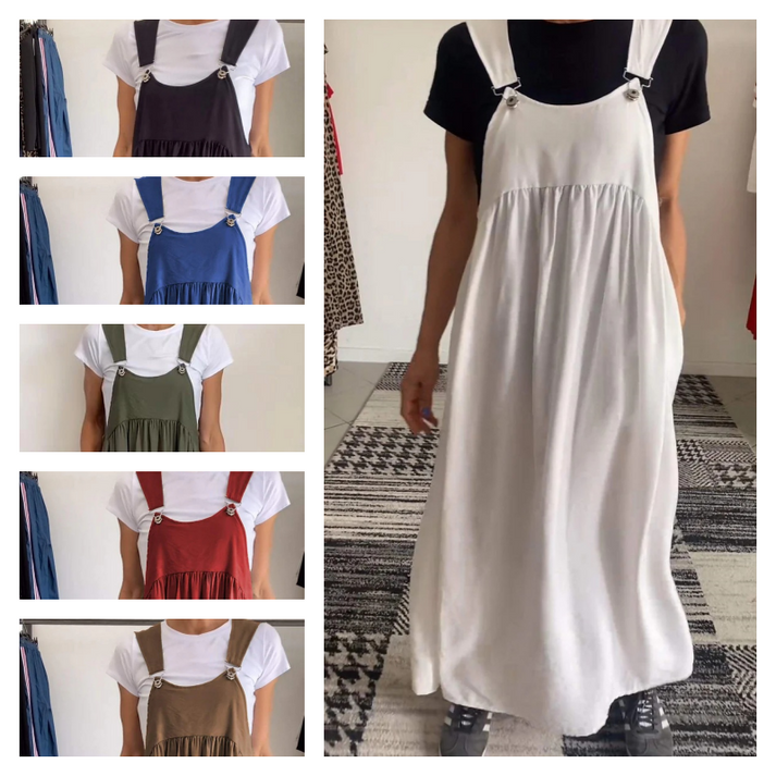 🔥LAST DAY 70% OFF🔥Women’s Casual Solid Color Long Pinafore Dress（ Buy 2 Free Shipping ）