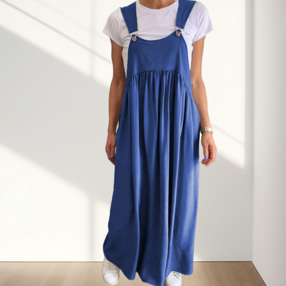 🔥LAST DAY 70% OFF🔥Women’s Casual Solid Color Long Pinafore Dress（ Buy 2 Free Shipping ）